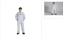 拉链式棉白色连体工作服