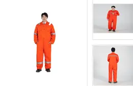 拉链式棉橙色连体工作服