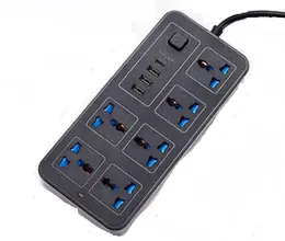 欧标插头插排6位（适用全球插头）3米线带3USB&1 TYPE-C插孔